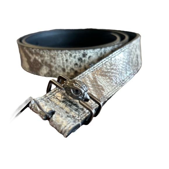 Kurt Geiger Silver Metallic Snake Print Belt - Picture 1 of 4